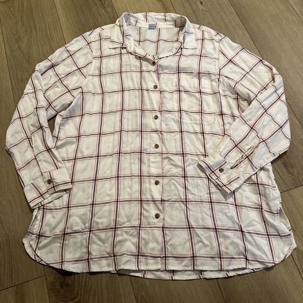 Old Navy Women's Plaid Long Sleeve Button Down Shirt Lightweight Size‎ XL